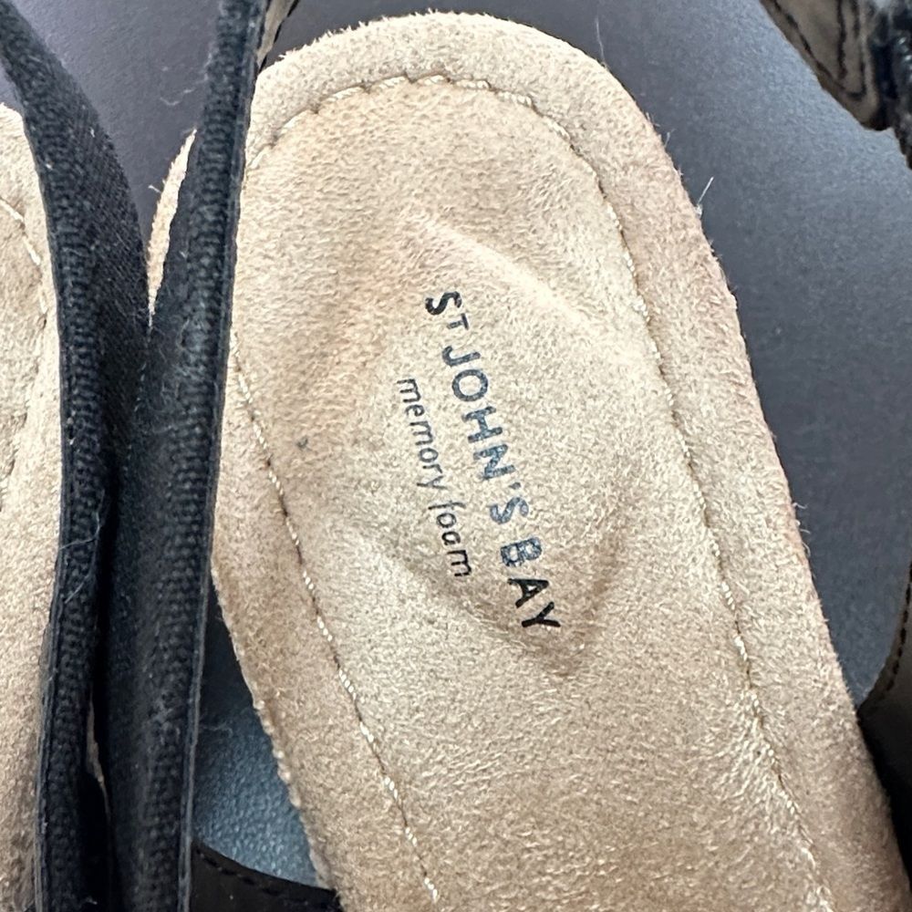 St. John's Bay Black Open-Toe Slingback Wedge Sandals - Picture 2 of 7